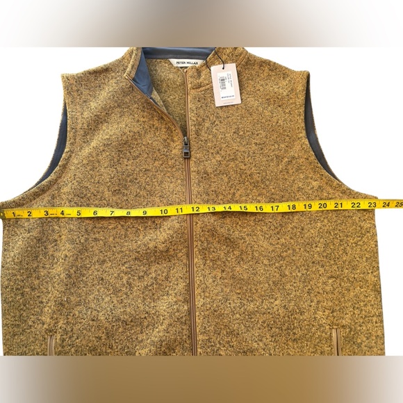 Peter Millar Crown Fleece Full Zip Golf Vest Yellow Men’s Size L - Picture 2 of 7